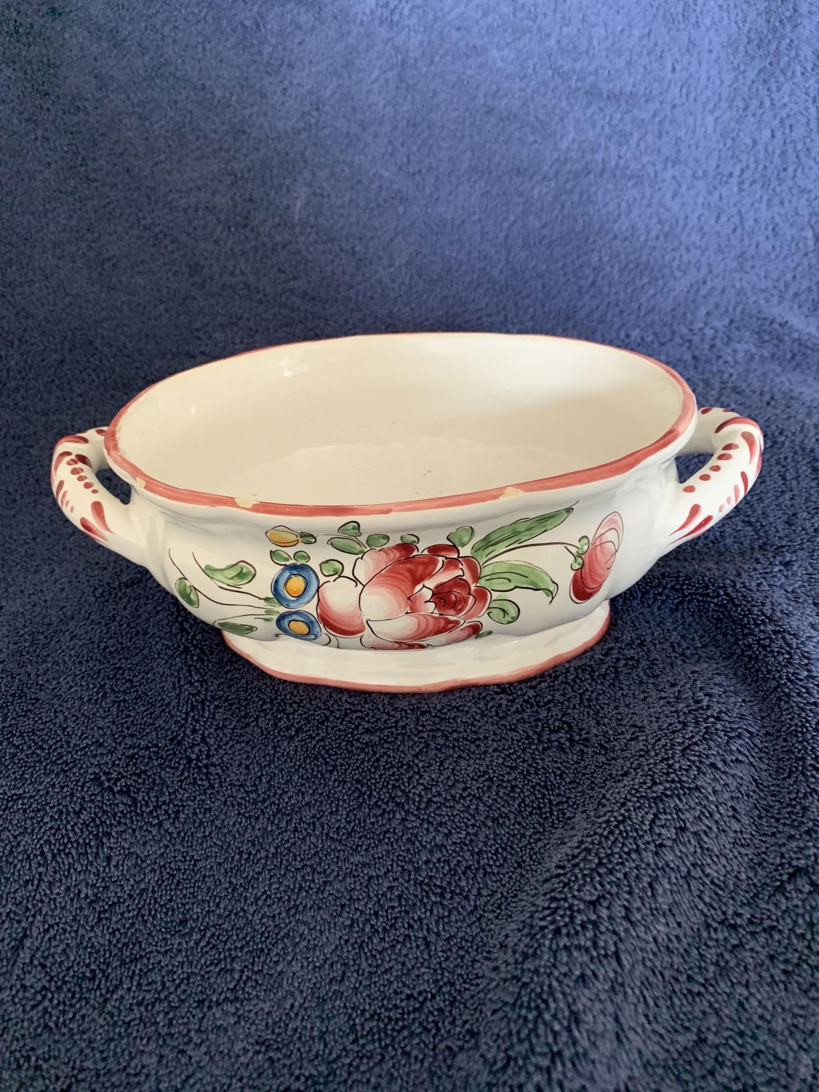 Antique French Compote, 1910, GF Fait Main, Faiences d’Art, Strasbourg: Title: Antique French Compote, 1910, GF Fait Main, Faiences d’Art, Strasbourg Description: Antique French Compote , 1910, GF Fait Maison, Faiences d’Art Strasbourg. 7.5”