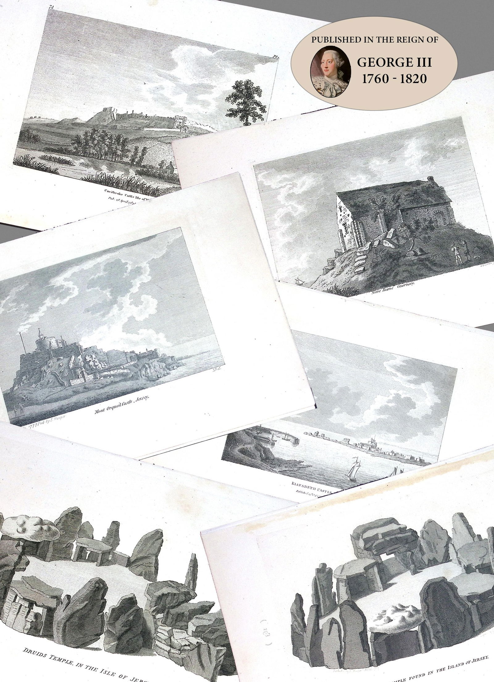 Job Lot Jersey, Isle of Wight, Guernsey Grose Antique 230+ Years Old Copper Engravings. (1 of 8)