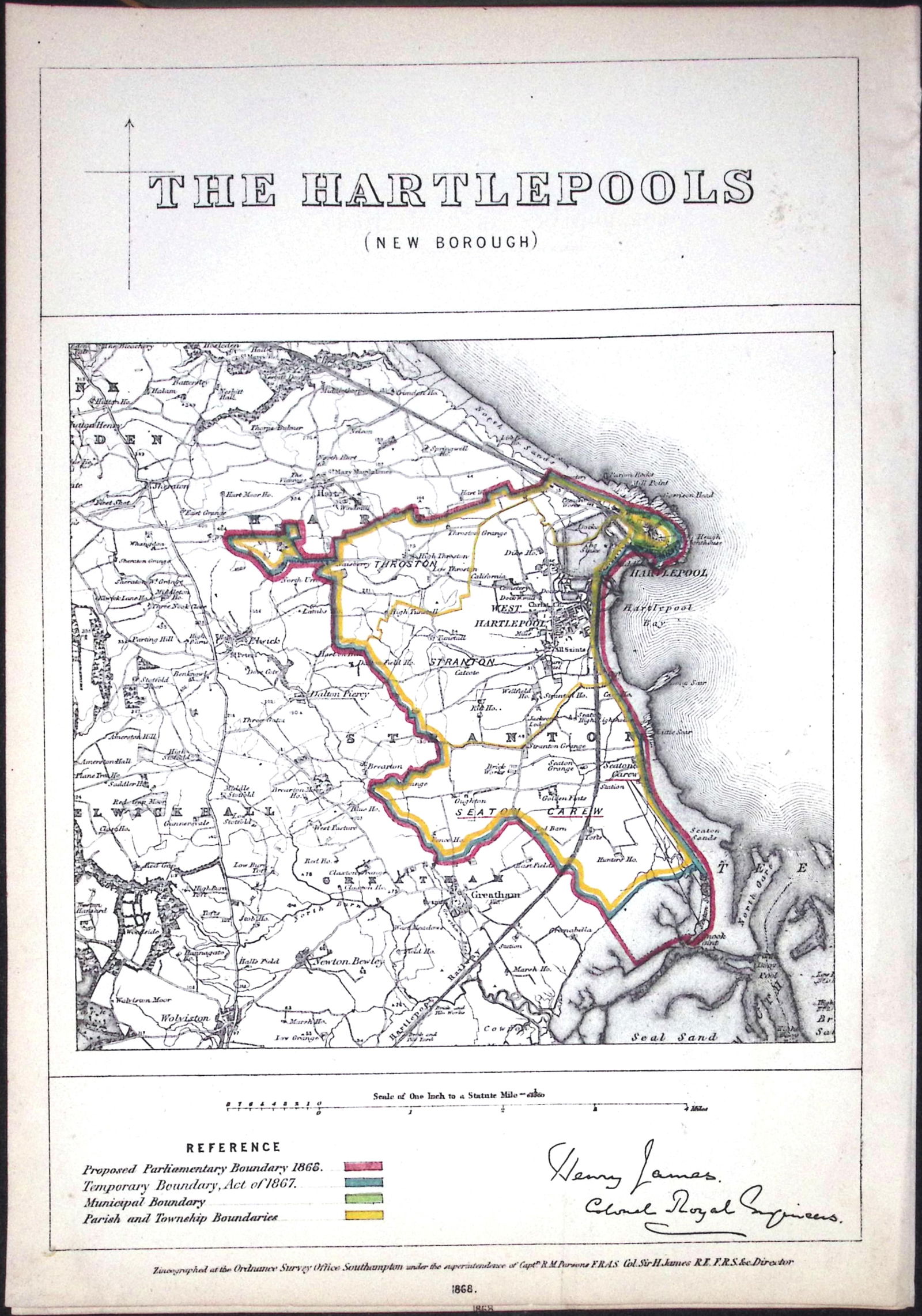 The Hartlepools Durham Boundary Commission 157-Year-Old Coloured Antique Map.: Title: The Hartlepools Durham Boundary Commission 157-Year-Old Coloured Antique Map. Description: The Hartlepools Durham Boundary Commission 157-Year-Old Coloured Antique Map.