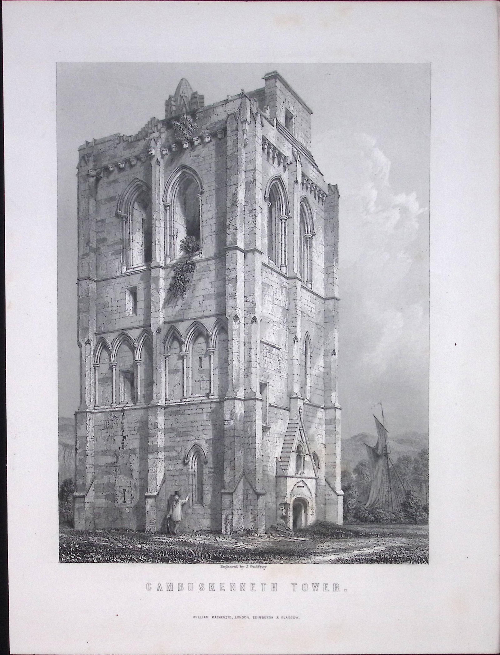 Cambuskenneth Tower Stirling Scotland Antique 152 Years-Old Engraving-21 (1 of 2)