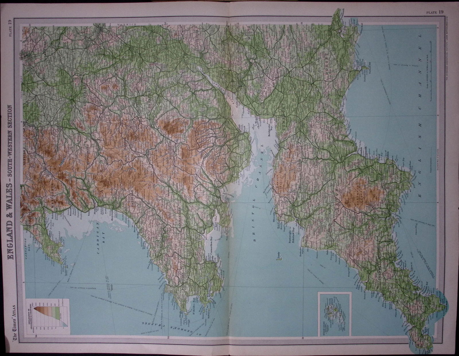 England & Wales South Western Section Large Antique Map John Bartholomew (1 of 2)