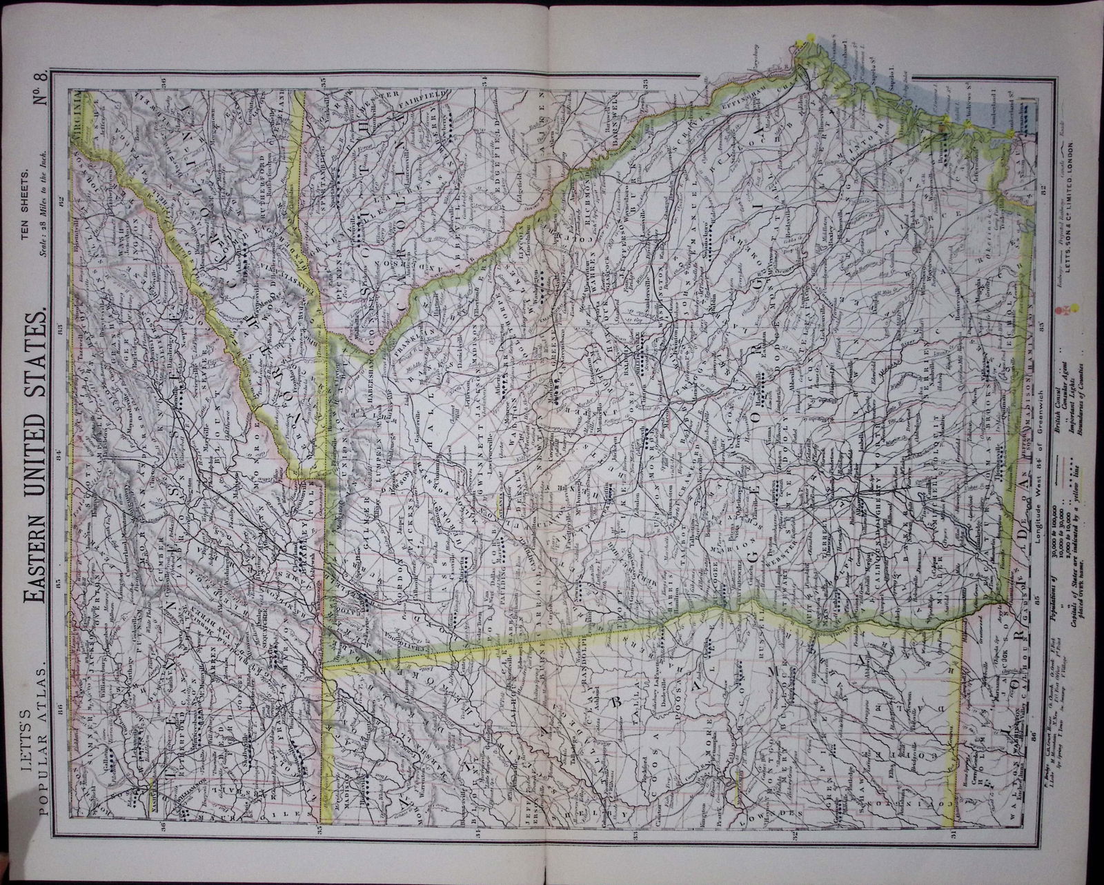1883 Antique Letts Map United States Georgia, Alabama, Tennessee-8 (1 of 1)