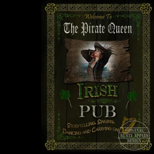 The Pirate Queen Irish Traditional Pub Sign Metal Wall Art: Title: The Pirate Queen Irish Traditional Pub Sign Metal Wall Art Description: ★ Approx Size 12” x 8” (Inches) 300 x 200 (mm). ★ Our Metal A