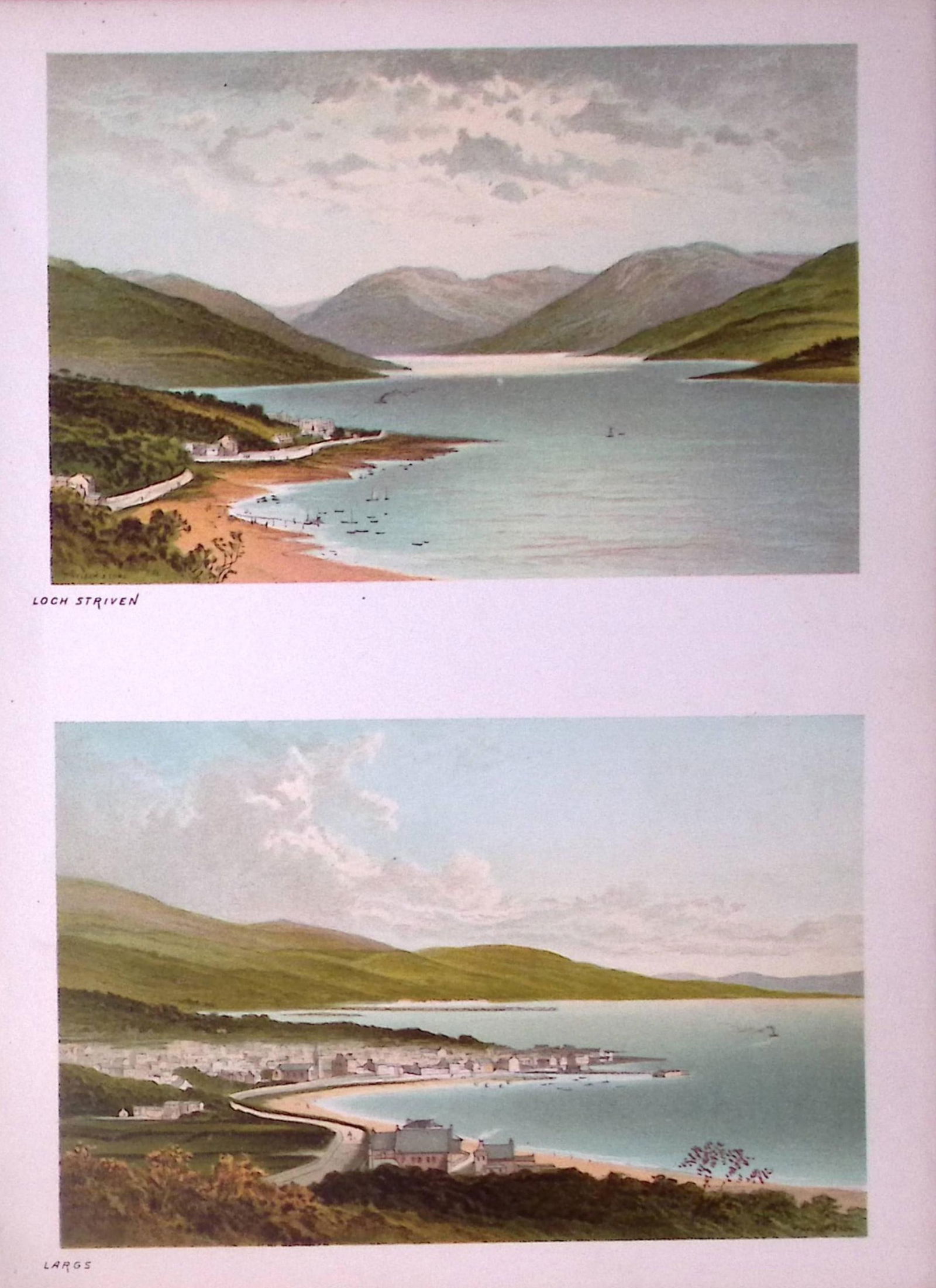 Scotland Loch Striven & Largs Antique Coloured Print-27: Title: Scotland Loch Striven & Largs Antique Coloured Print-27 Description: This Antique Illustration Has Been Removed from a First Edition of. Souvenir Of Scotland. Cities, Lakes and