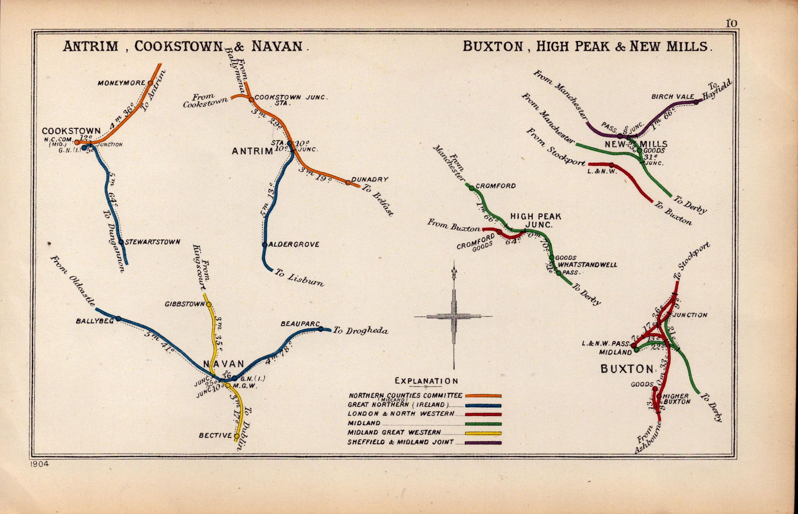 Antrim Cookstown & Navan Ireland Antique Railway Junctions Diagram-10.: Title: Antrim Cookstown & Navan Ireland Antique Railway Junctions Diagram-10. Description: This Antique Railway Junction Diagram Has Been Removed from a Copy of. 1920 Railway Clearing House