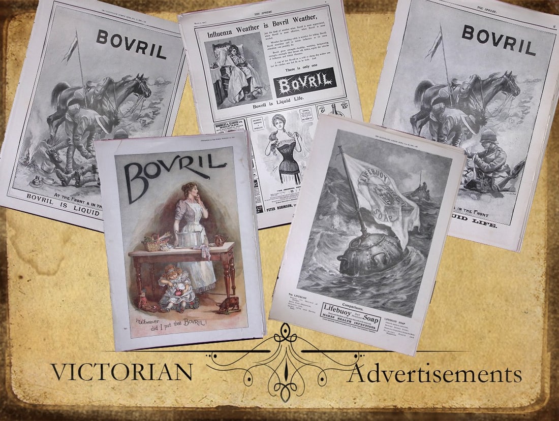 Job-Lot 30 Antique Victorian Advert Prints- Pears, Bovril, Cadburys, Birds Custard, Frys, Etc - 4