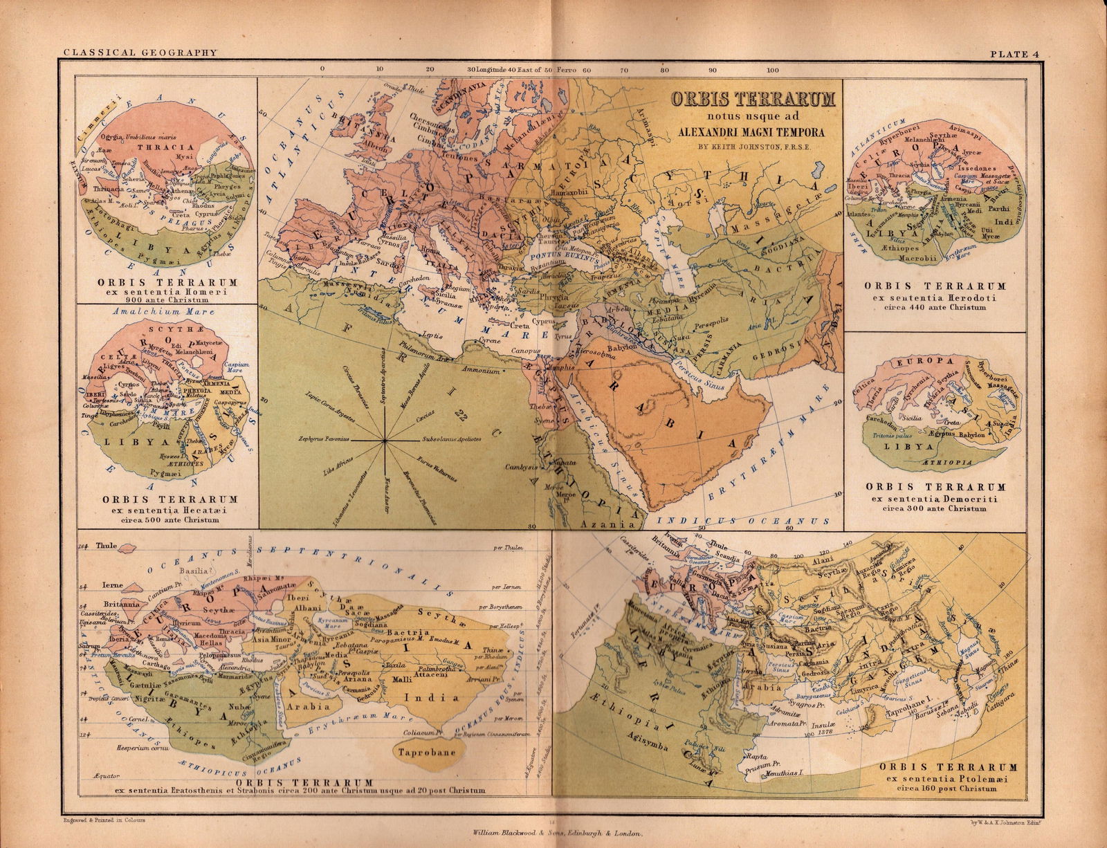 Antique 1867 “Orbis Veteribus Notus” Coloured Map of the Known World. (1 of 2)