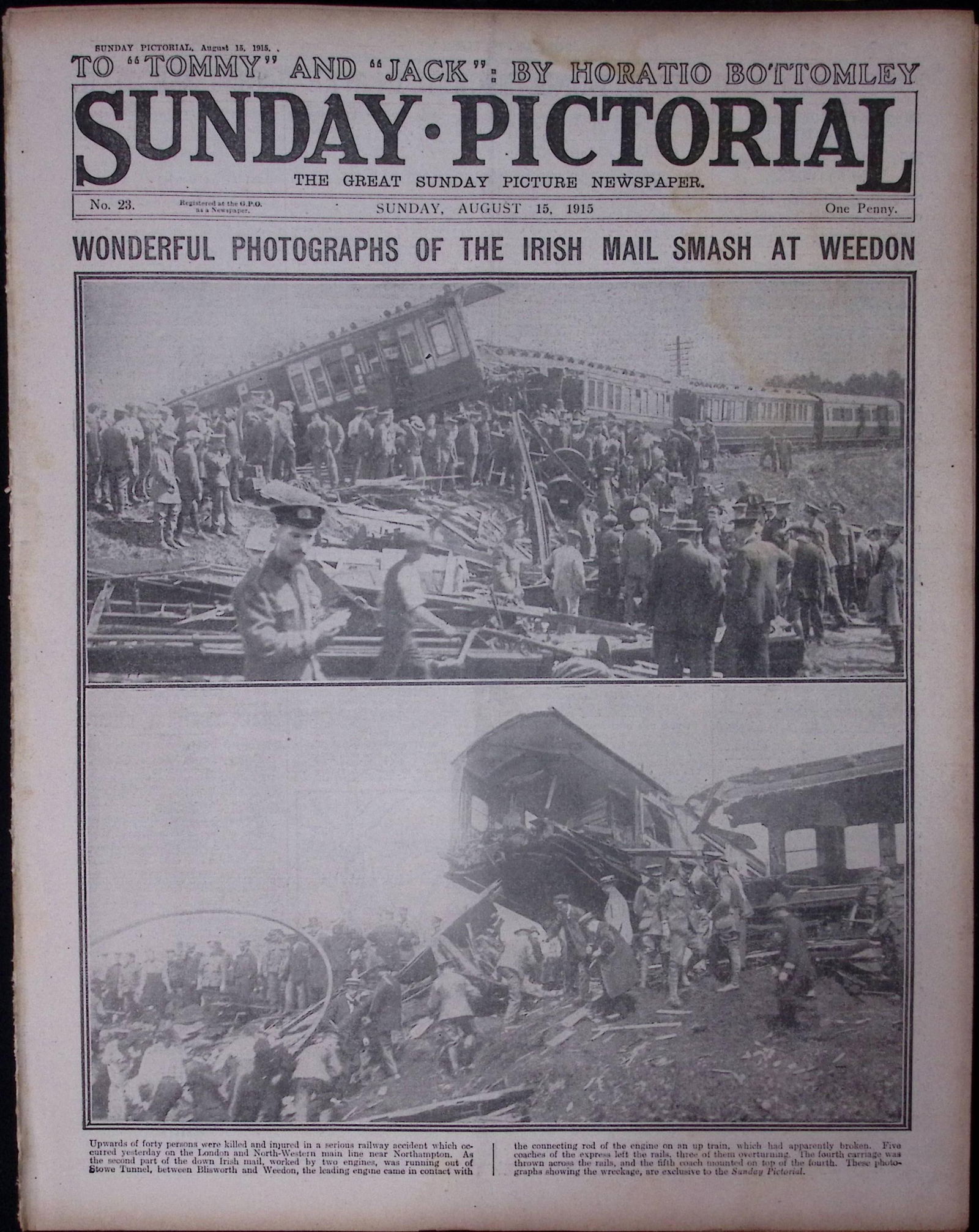 Irish Mail Train Crash at Weedon Reports & Photos Complete Antique 1915 Newspaper.: Title: Irish Mail Train Crash at Weedon Reports & Photos Complete Antique 1915 Newspaper. Description: Irish Mail Train Crash at Weedon Reports & Photos Complete Antique 1915