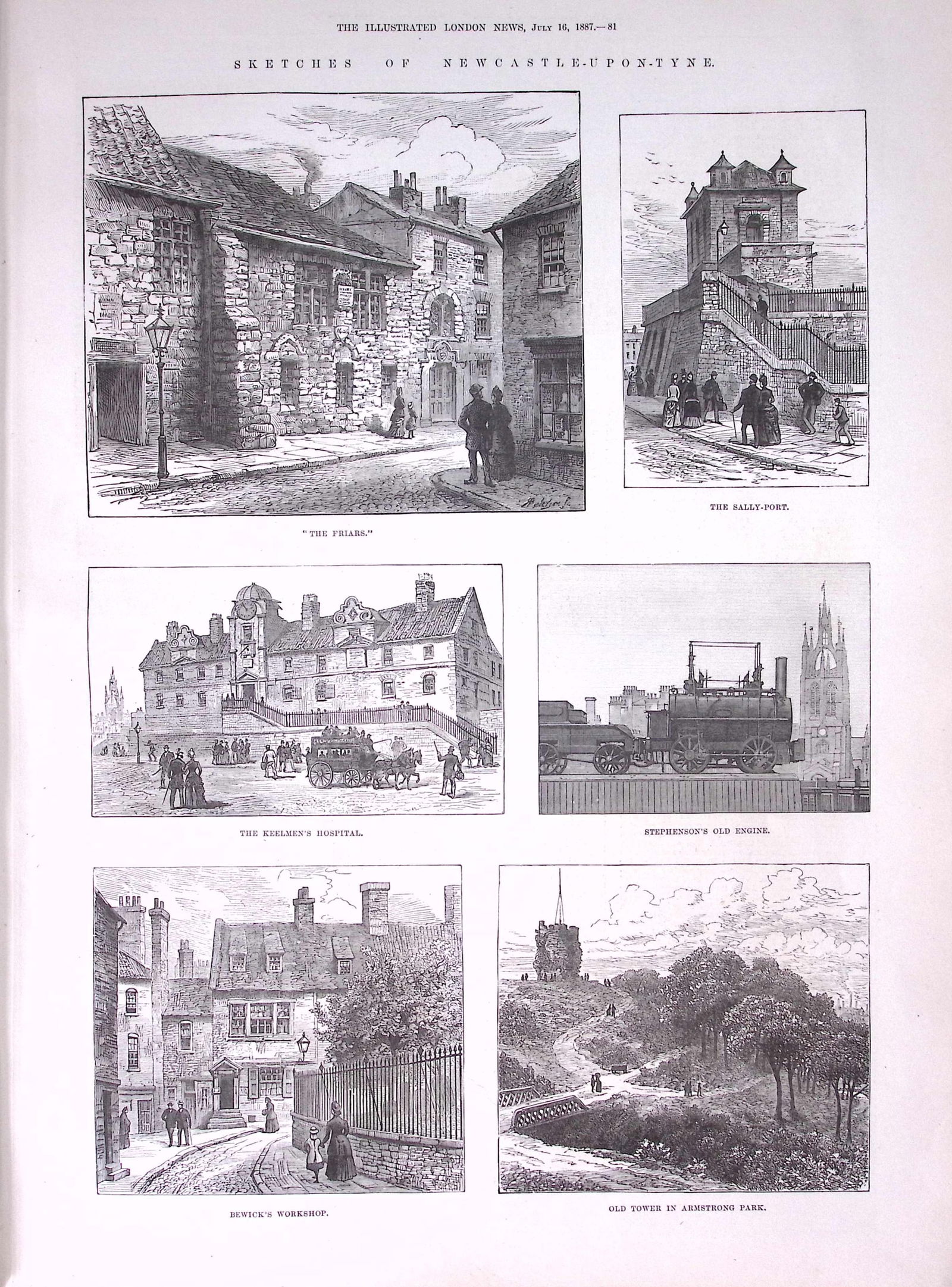 Newcastle Upon Tyne Large Engraving View of The City Antique 1887 Newspaper. - 6