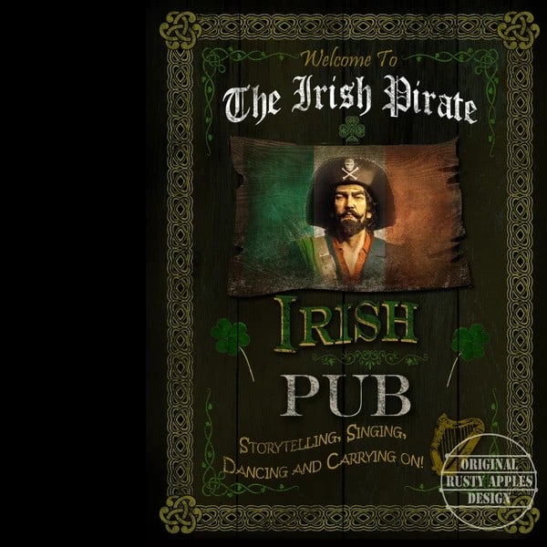 The Irish Pirate Irish Traditional Pub Sign Metal Wall Art: Title: The Irish Pirate Irish Traditional Pub Sign Metal Wall Art Description: ★ Approx Size 12” x 8” (Inches) 300 x 200 (mm). ★ Our Metal A