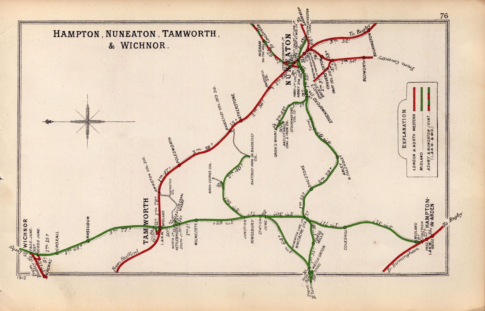 Nuneaton Tamworth Wichnor Warks Antique Railway Junction Diagram-76.: Title: Nuneaton Tamworth Wichnor Warks Antique Railway Junction Diagram-76. Description: This Antique Railway Junction Diagram Has Been Removed from a Copy of. 1920 Railway Cl