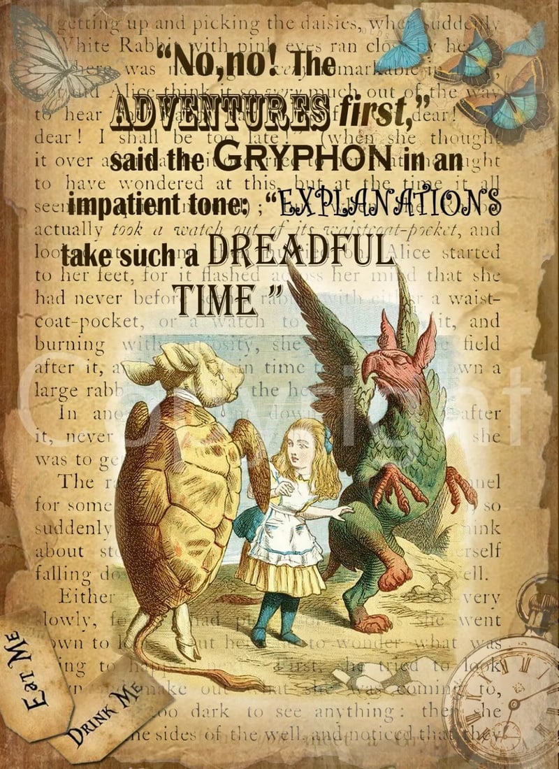 Alice In Wonderland ""The Gryphon"" Beautifully Designed Quote Metal Wall Art: Title: Alice In Wonderland "The Gryphon" Beautifully Designed Quote Metal Wall Art Description: ★ Approx Size 12” x 8” (Inches) 300 x 200 (mm). ★ Our Metal Art Design
