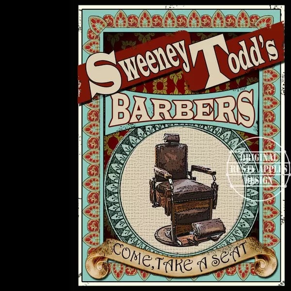 Sweeney Todd Barbers Victorian Style Metal Wall Art: Title: Sweeney Todd Barbers Victorian Style Metal Wall Art Description: ★ Approx Size 12” x 8” (Inches) 300 x 200 (mm). ★ Our Metal Art Desi