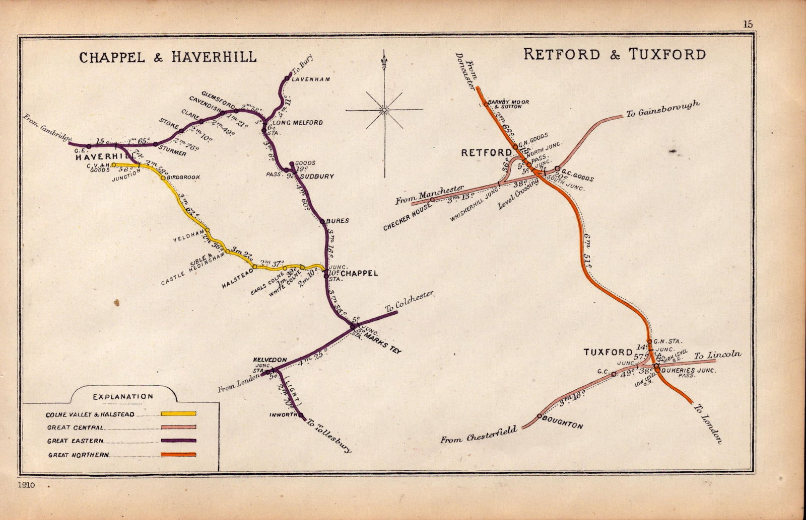 Retford, Tuxford, Boughton Antique Railway Junction Map-15.: Title: Retford, Tuxford, Boughton Antique Railway Junction Map-15. Description: This Antique Railway Junction Diagram Has Been Removed from a Copy of. 1920 Railway