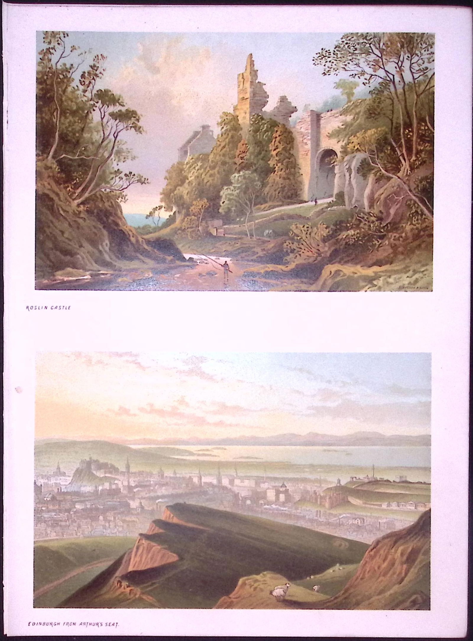 Scotland Edinburgh Arthurs Seat & Roslin Castle Antique Print-10: Title: Scotland Edinburgh Arthurs Seat & Roslin Castle Antique Print-10 Description: This Antique Illustration Has Been Removed from a First Edition of. Souvenir Of Scotland. Cities,