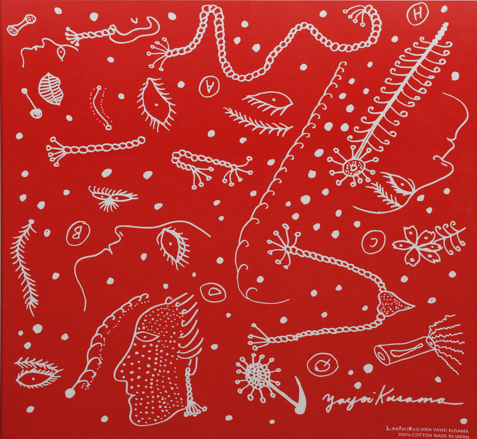 Yayoi Kusama (b 1929) ‘Faces’ Silk Screen Printed On Cotton, Framed, 2021 (1 of 11)