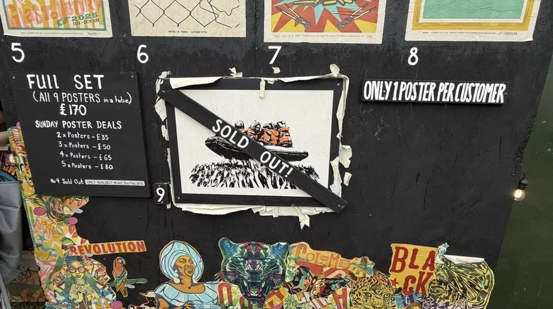 Banksy (b1974) Glastonbury Festival No9 Poster, ‘Immigrant Boat’ Screenprint With Proven - 10