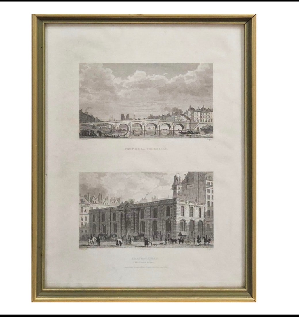 French Architectural Engraving, Frame: Title: French Architectural Engraving, Frame Description: Paris and its environs, framed, 30 cm x 23 cm No remarks Delivery - £10