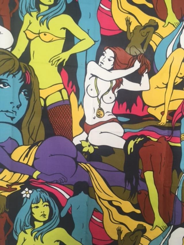 Switch On 70’s (1972) Rare/Unique, Wall Hanging Fabric By Bernard Wardle, In Vibrant Colours,  (1 of 3)