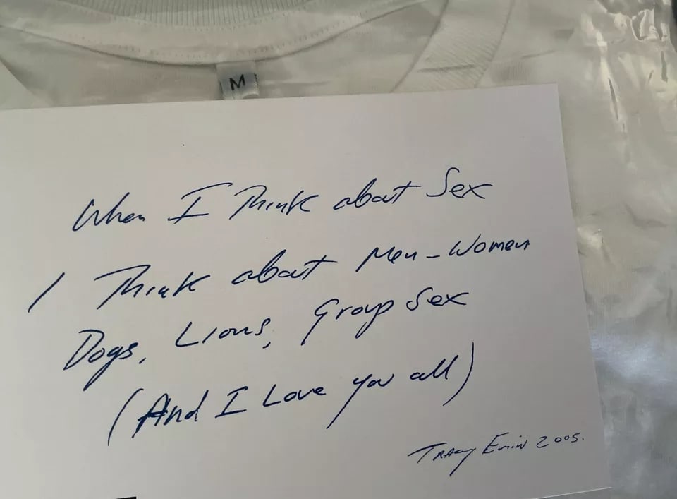 Tracy Emin (b1963)‘When I Think About Sex’ White Cube Exhibition T-Shirt and Catalogue,  - 3