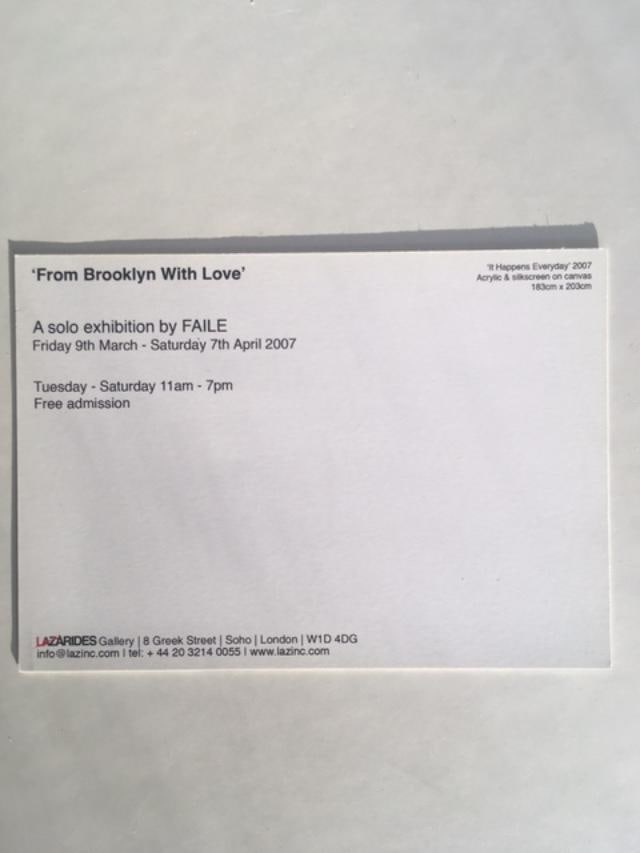 Faile (b 1975 & 76-) Original ‘It Happens Everyday’ Postcard From Lazerides Gallery, 200 - 2