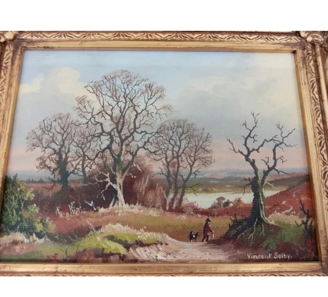 Original Vintage Framed 11”x9” Oil Painting Landscape, Signed - 2