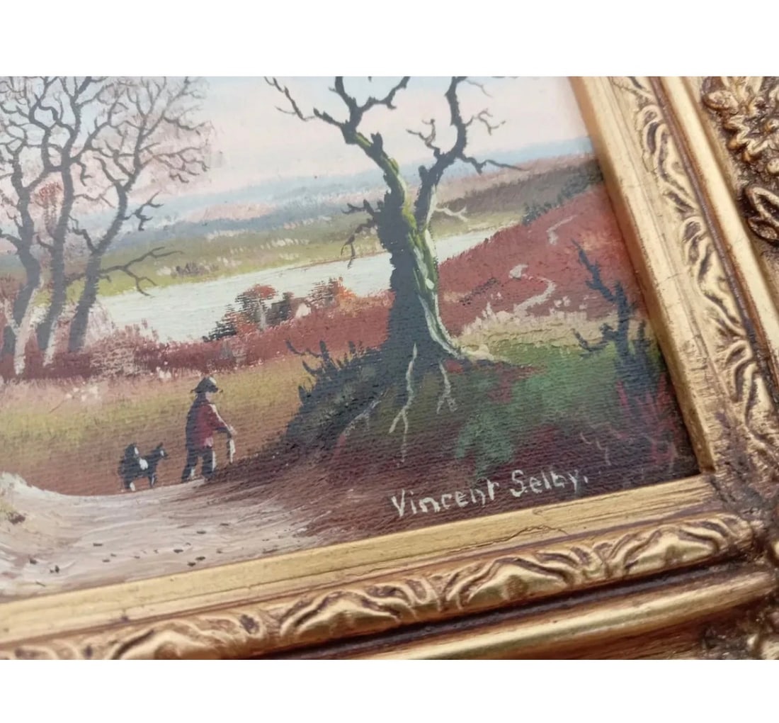 Original Vintage Framed 11”x9” Oil Painting Landscape, Signed - 3