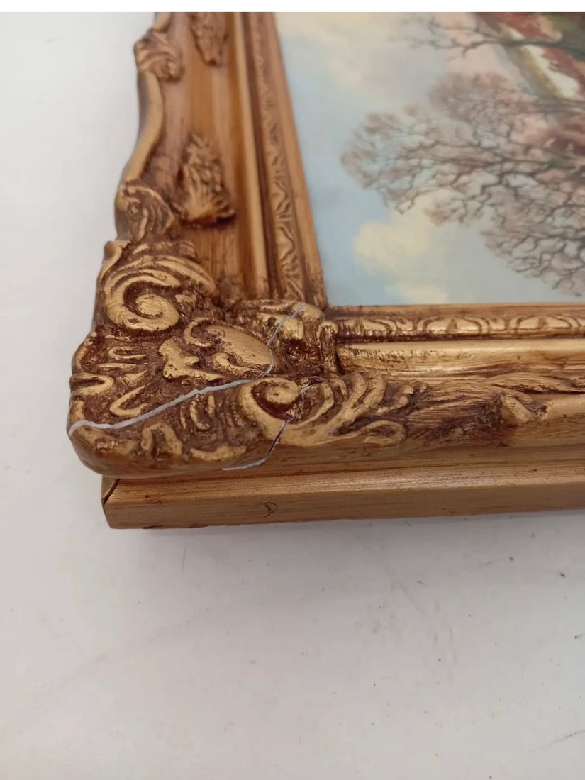 Original Vintage Framed 11”x9” Oil Painting Landscape, Signed - 4