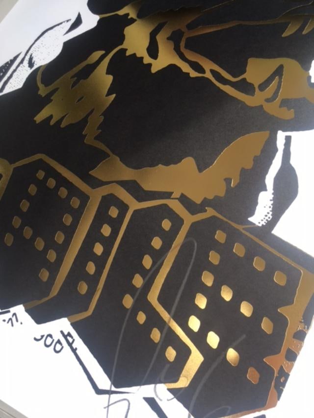 Faile (b 1975 & 76) Alsatian ‘Black/Gold’ Embossed Screen Print On Paper Signed, Limited - 10