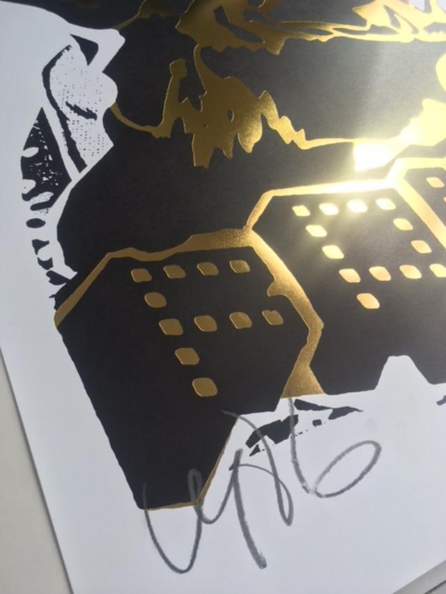 Faile (b 1975 & 76) Alsatian ‘Black/Gold’ Embossed Screen Print On Paper Signed, Limited - 13