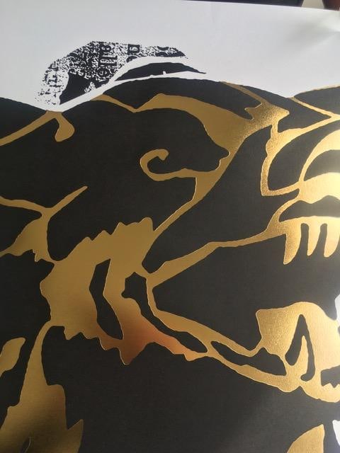 Faile (b 1975 & 76) Alsatian ‘Black/Gold’ Embossed Screen Print On Paper Signed, Limited - 4