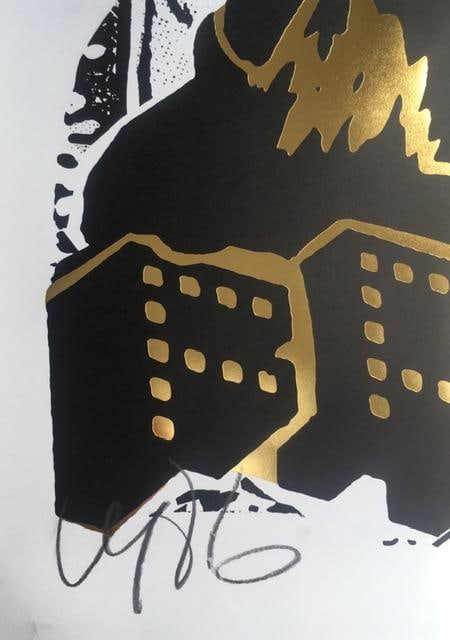 Faile (b 1975 & 76) Alsatian ‘Black/Gold’ Embossed Screen Print On Paper Signed, Limited - 7