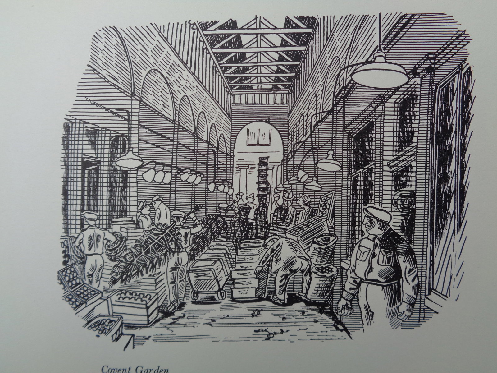 Edward Bawden CBE RA Original Vintage Historic Lithograph of London Covent Garden (Mary Poppins) (1 of 1)