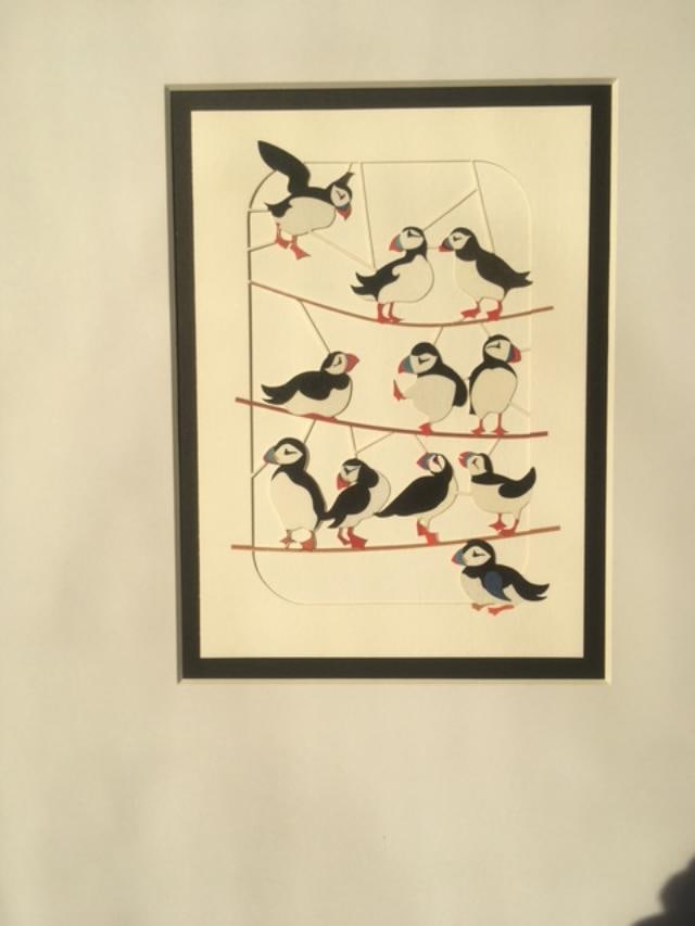 Ge Feng (b1967) ‘Fretwork’ ‘Puffins’ Cardboard Cut-Out In Vibrant Colours, 2 - 2