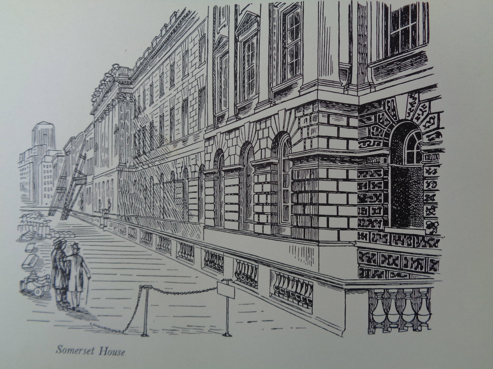 Edward Bawden CBE RA Original Vintage Historic Lithograph of London Historic Somerset House (1 of 1)