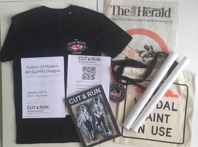 Banksy (b.1974) Authorised ‘Cut & Run - 25 Years Card labour’, Exhibition, Glasgow GOMA : Title: Banksy (b.1974) Authorised ‘Cut & Run - 25 Years Card labour’, Exhibition, Glasgow GOMA 2023, Ist Ed Description: Banksy (b.1974) ‘CUT & RUN’, 25 Years of