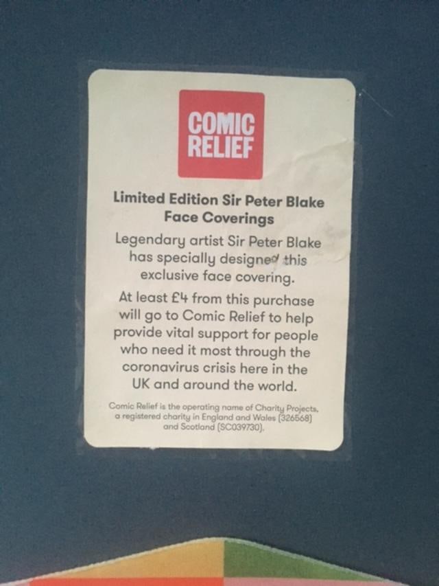 Peter Blake (1932-) Love, Hope, Britain Comic Relief Face Masks Signed, Framed, 2020 - 2