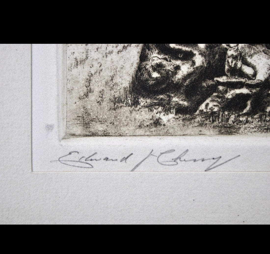 Edward Cherry, The Statue of Peter Pan In Kensington Gardens, Etching, Signed In Pencil - 2