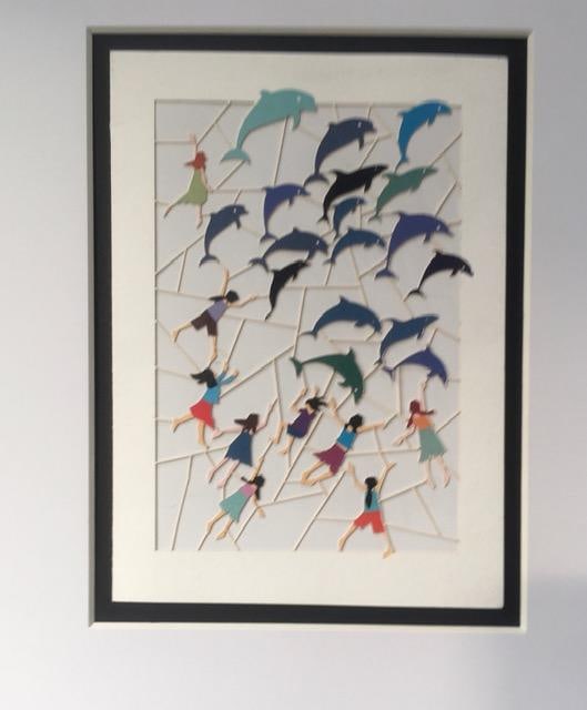 Ge Feng (b1967) ‘Fretwork’ ‘Chasing Dolphins’ Cardboard Cut-Out In Vibrant C - 2