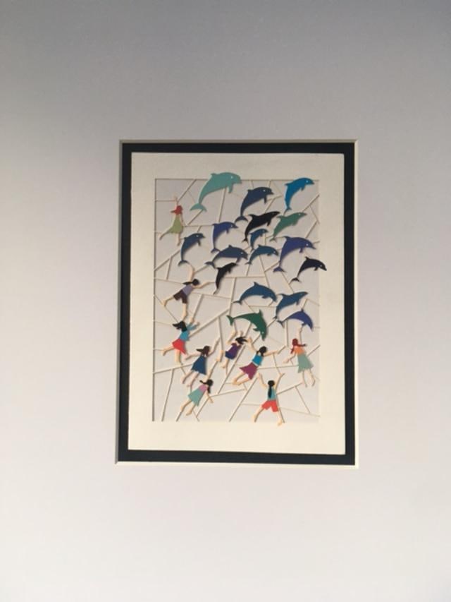 Ge Feng (b1967) ‘Fretwork’ ‘Chasing Dolphins’ Cardboard Cut-Out In Vibrant C - 3