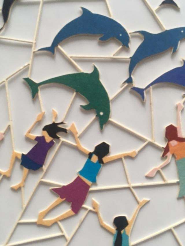 Ge Feng (b1967) ‘Fretwork’ ‘Chasing Dolphins’ Cardboard Cut-Out In Vibrant C - 5