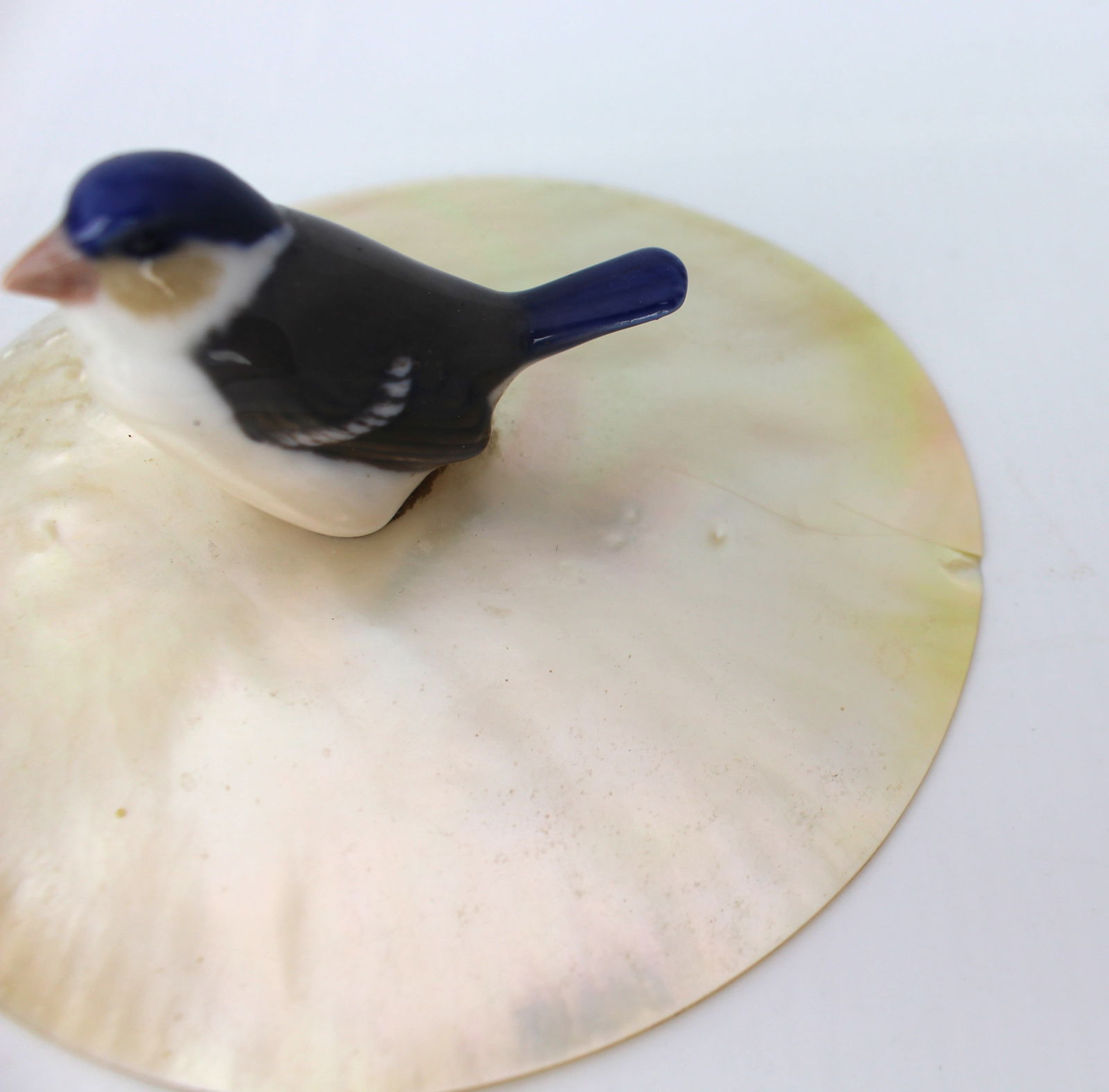 1922 Silver Mounted Alabaster Bowl with Mother of Pearl Lid & Bird Finial - 5