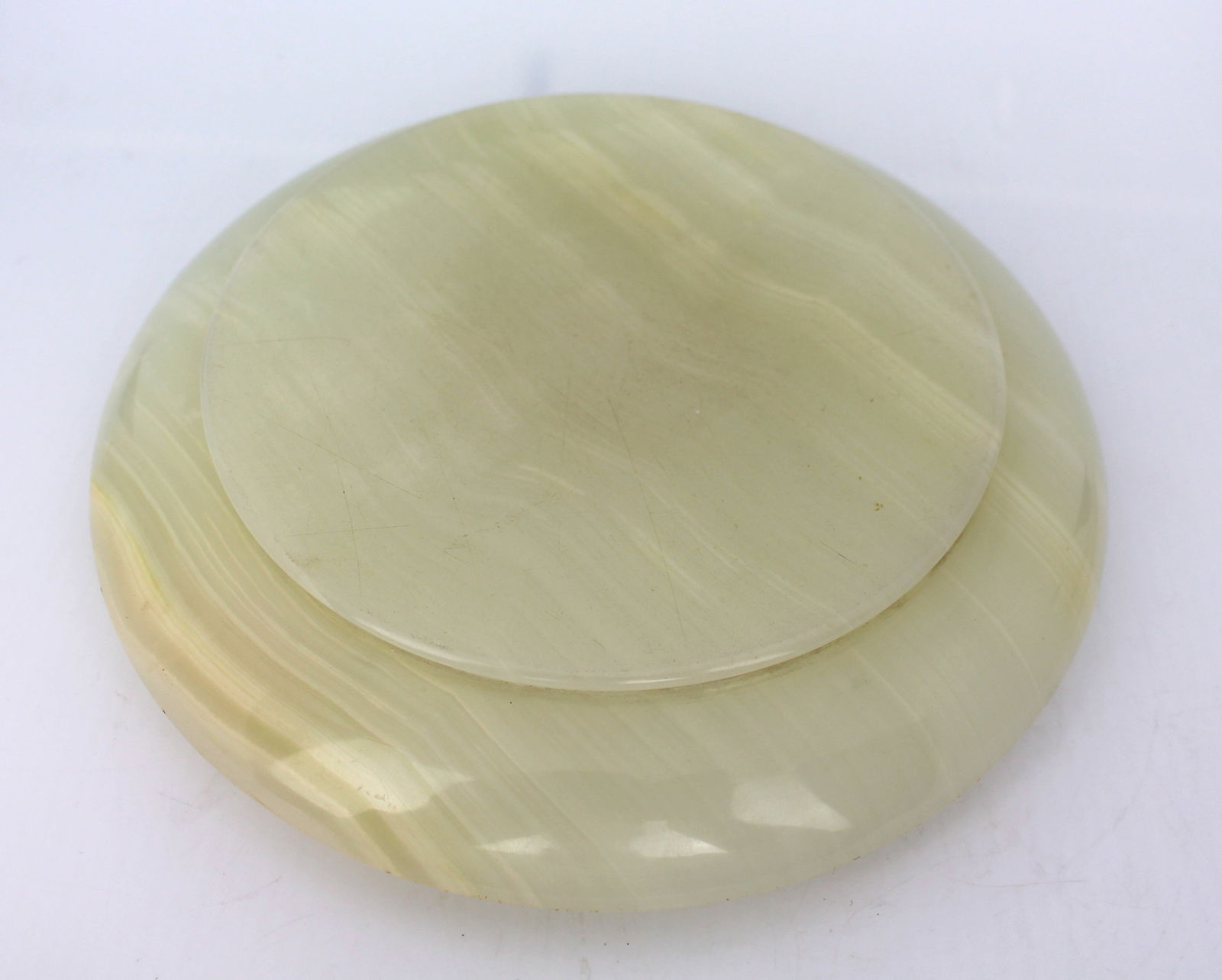 1922 Silver Mounted Alabaster Bowl with Mother of Pearl Lid & Bird Finial - 7