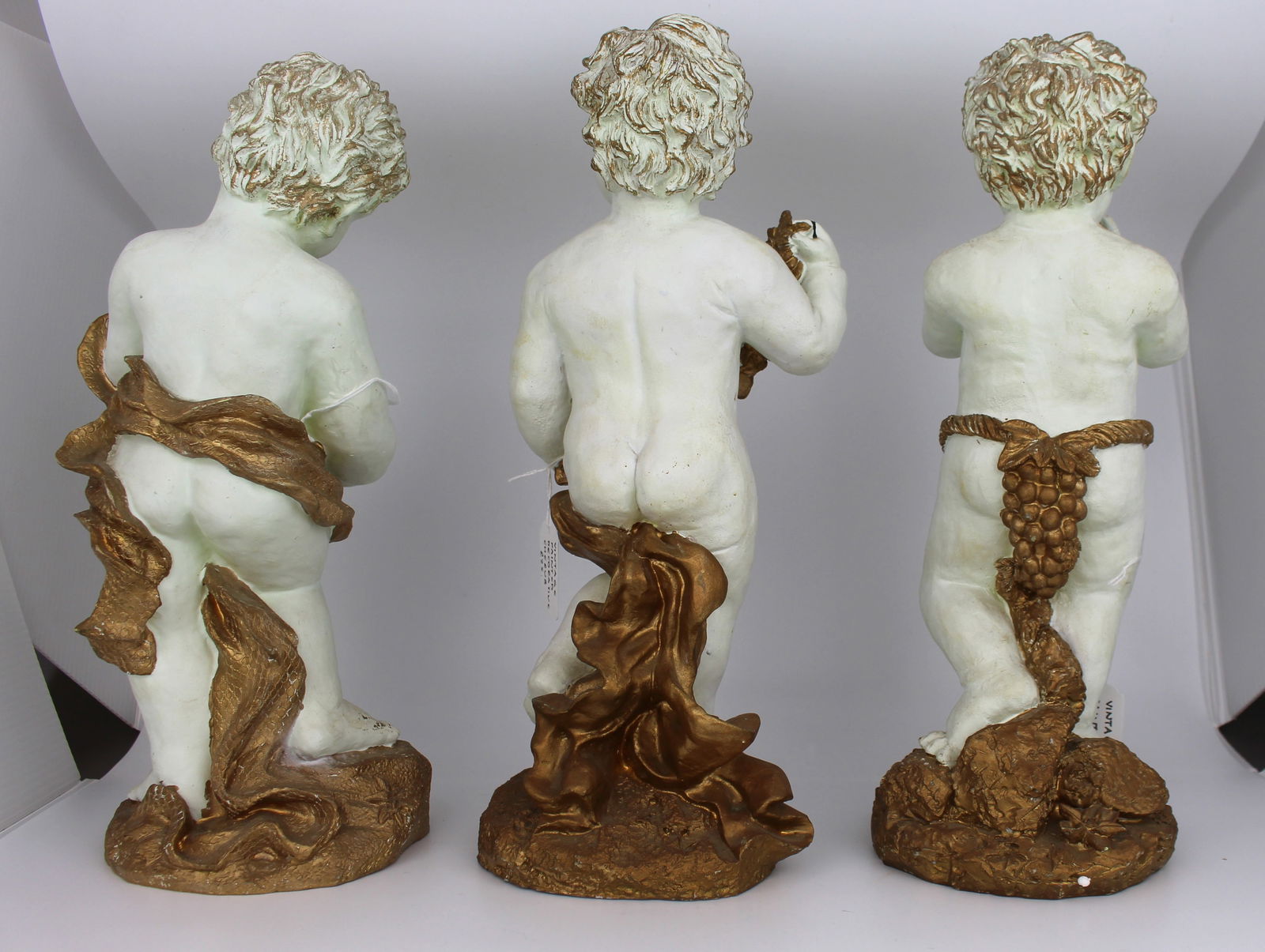 Set of 3 Vintage Decorative Painted Plaster Cherubs - 9