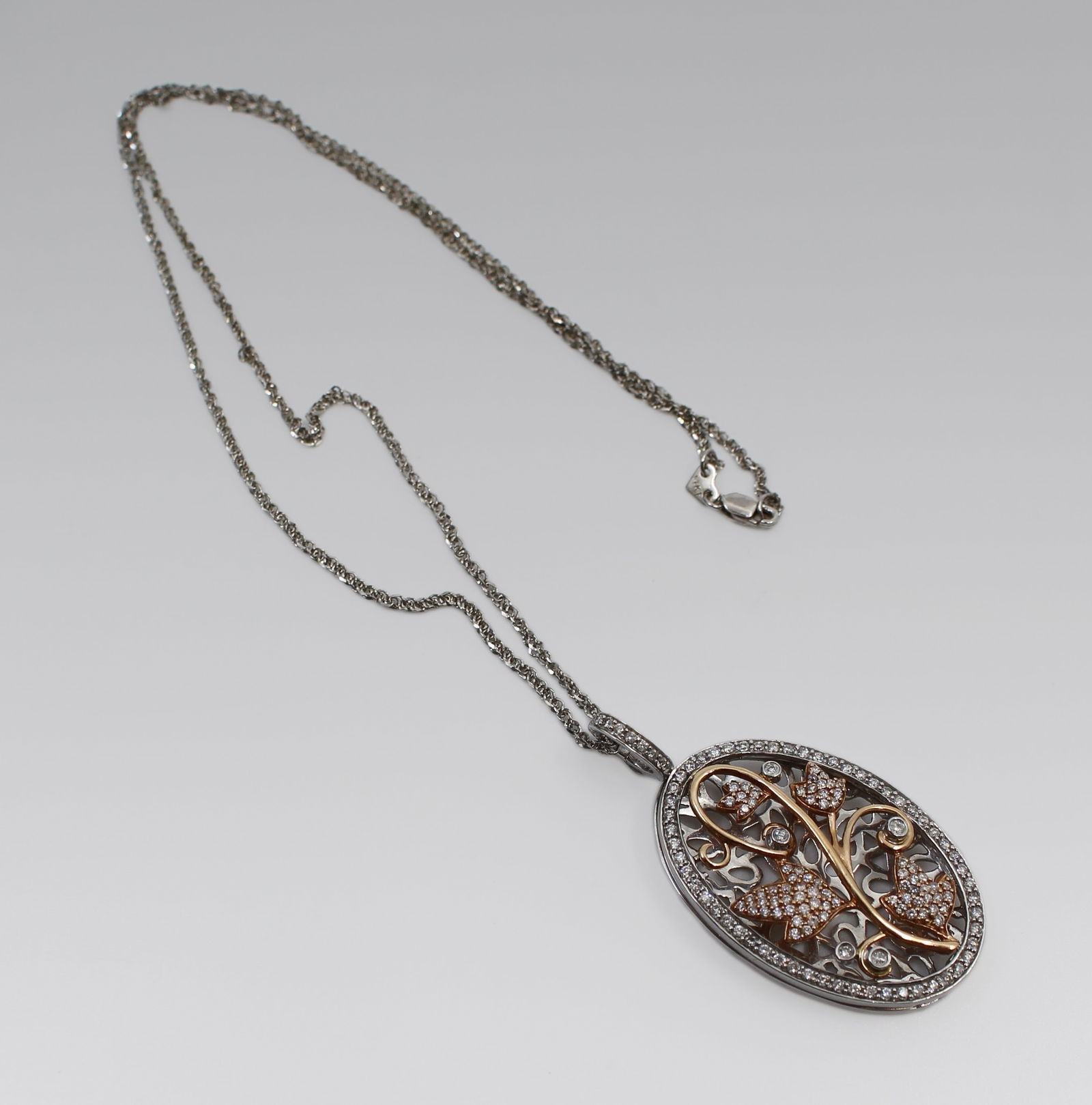 Diamond & 14ct Gold Oval Locket on Chain - 3