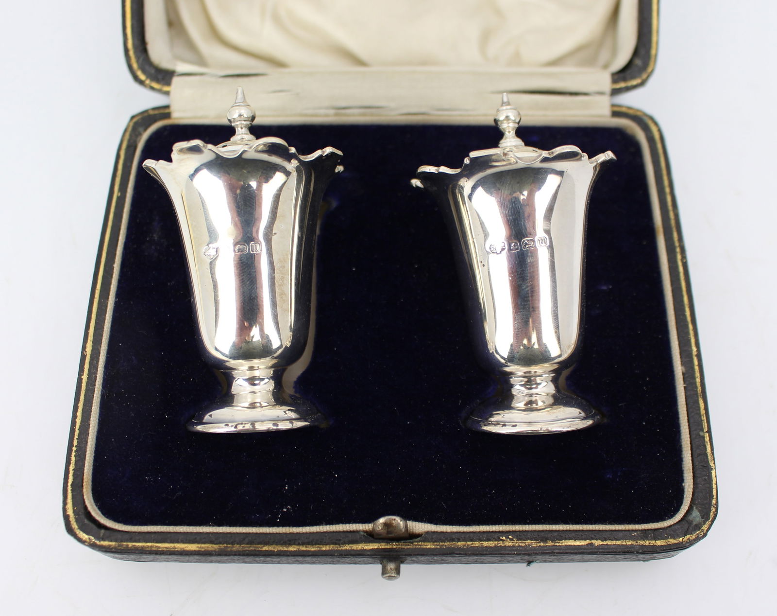Pair of Cased Antique Sterling Silver Pepperettes – Birmingham 1919 - 2