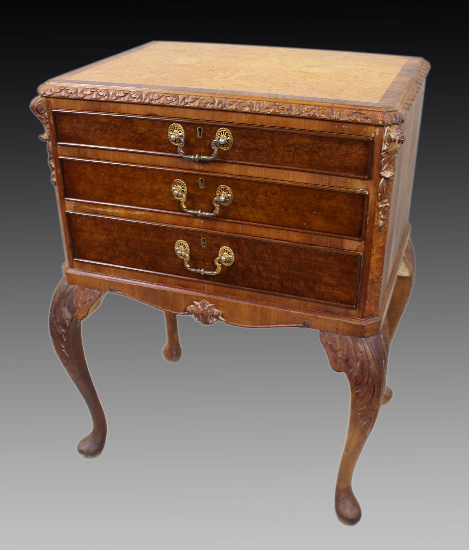 Early 20th c. Carved Walnut Footed Cutlery Chest (1 of 8)