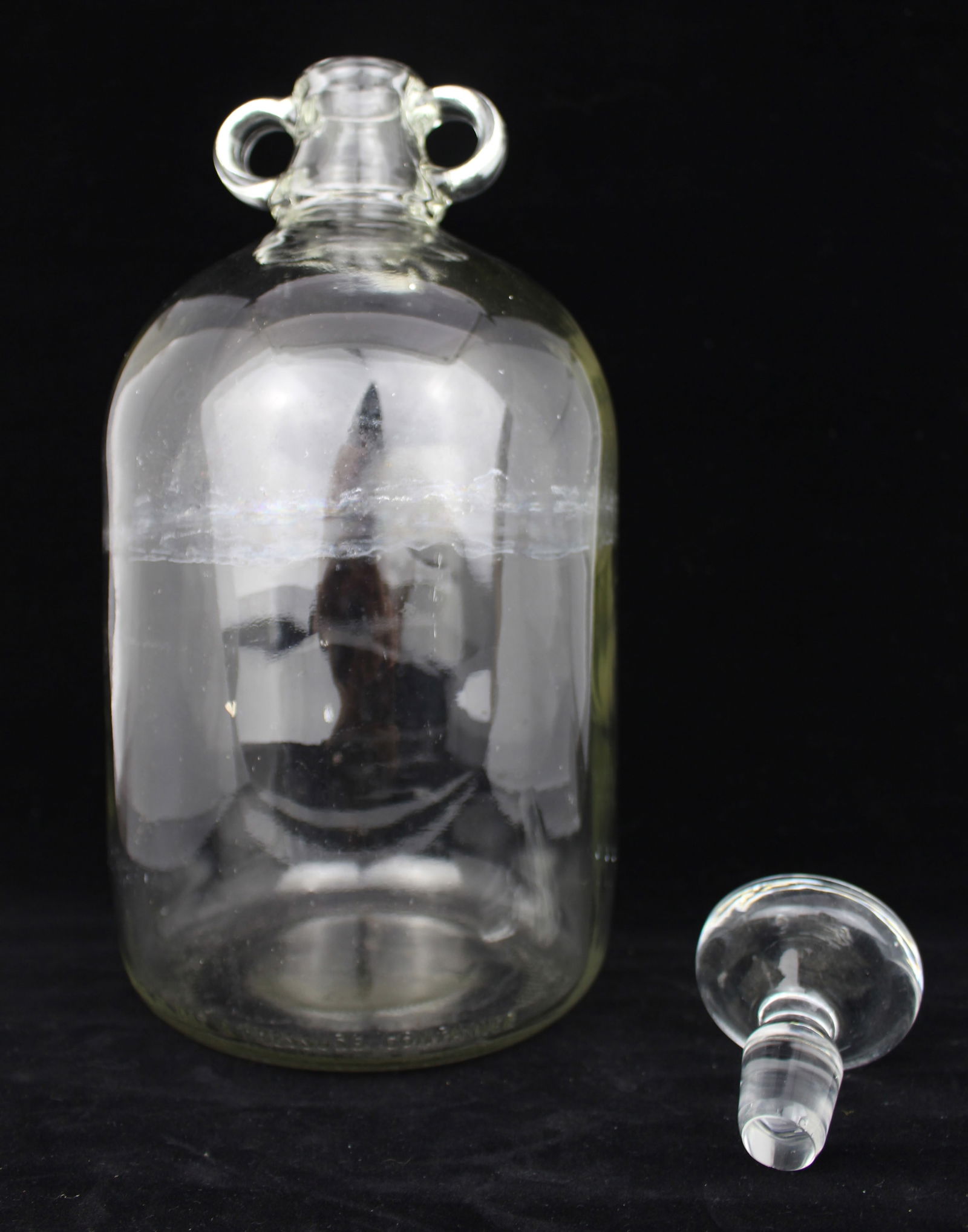 Large Vintage Glass Laboratory Winchester Bottle with Stopper - 4