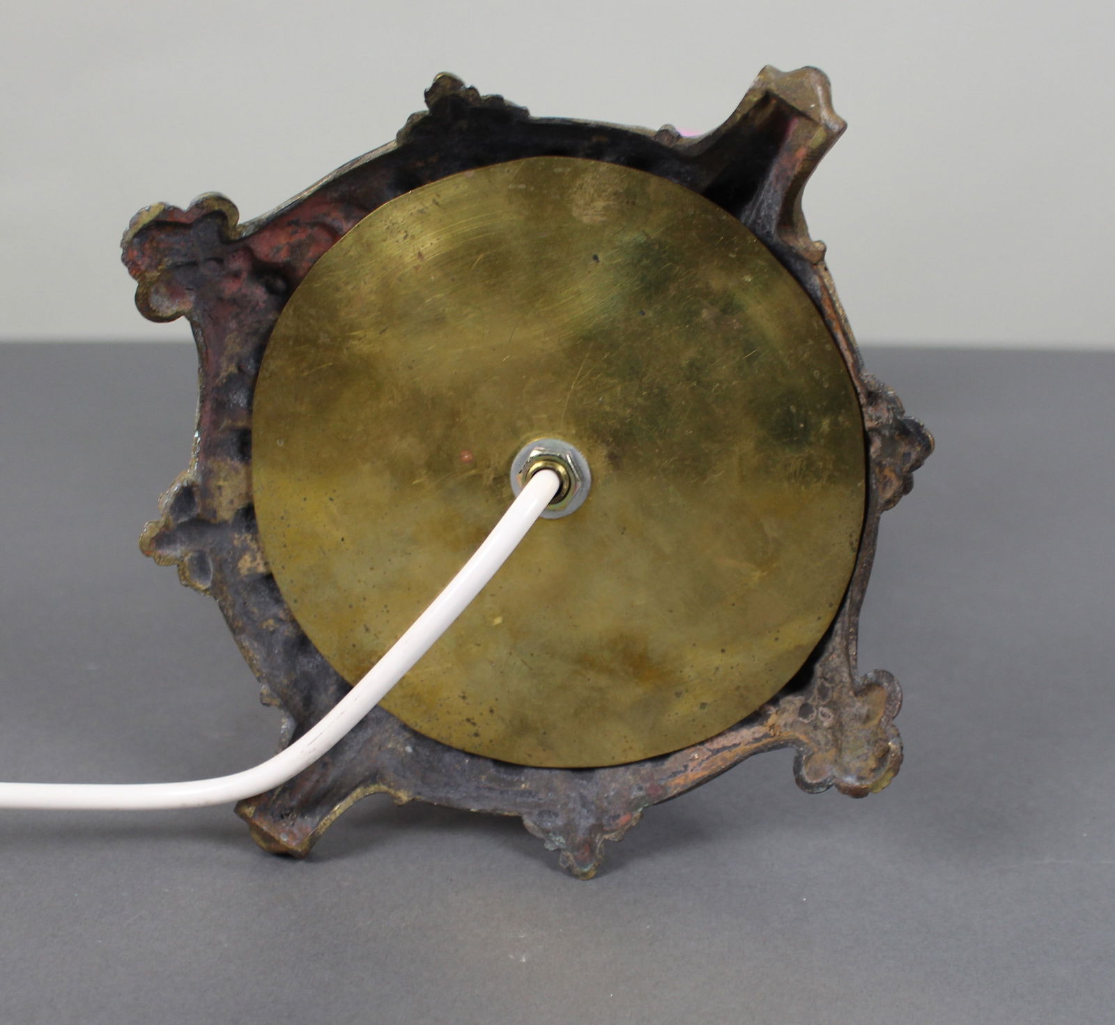 Antique Hand Painted Pink Ground Porcelain Table Lamp, c.1890 - 6