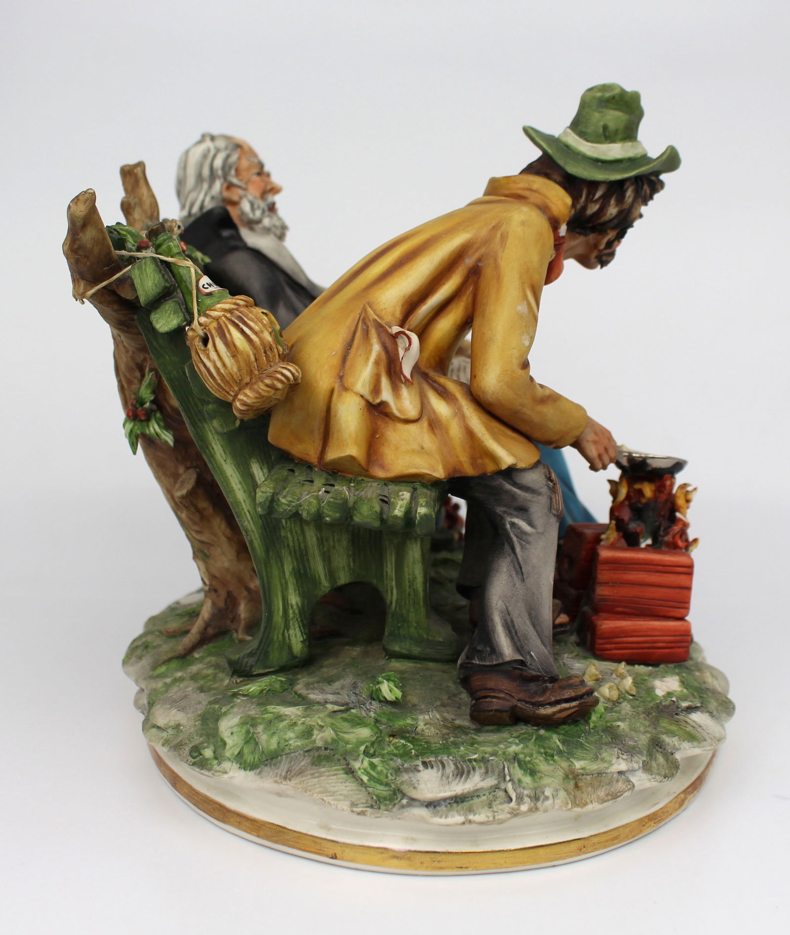 Capodimonte Tramps on Bench by Cortese - 2